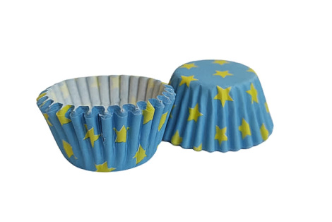 Cukrářské košíčky modré / žluté hvězdičky, 100 ks 