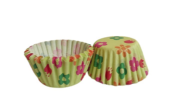 Cukrářské košíčky zelené / barevné květy, 100 ks 