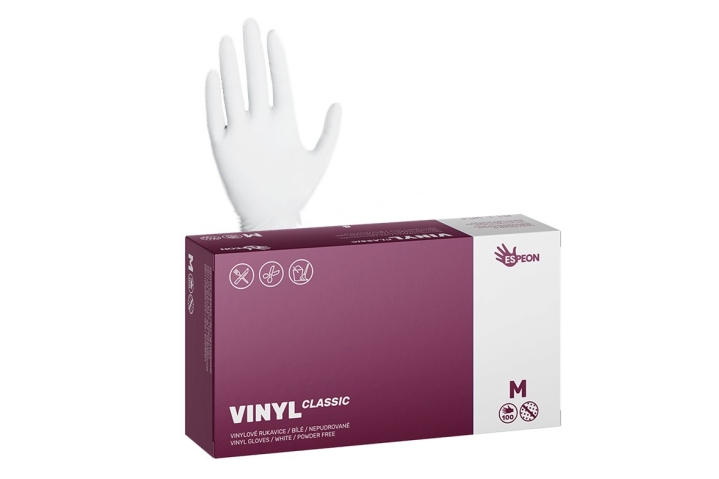 Vinylové rukavice VINYL CLASSIC 100 ks, nepudrované, bílé, velikost M