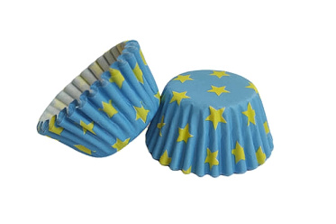 Cukrářské košíčky modré / žluté hvězdičky, 100 ks 