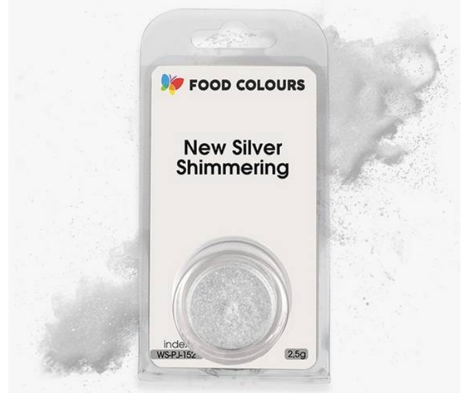 New Silver Shimmering (2,5 g) – Stříbrná prachová barva Food Colours